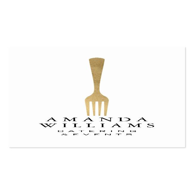 Modern Faux Gold Fork Catering Logo Ii Business Card