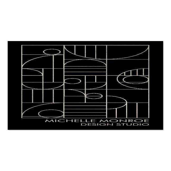 Modern Geometric Art Deco Gray/black Designer Business Card