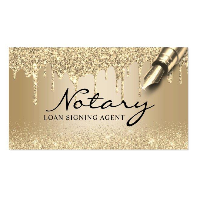 Modern Gold Drips Notary Loan Signing Agent Business Card