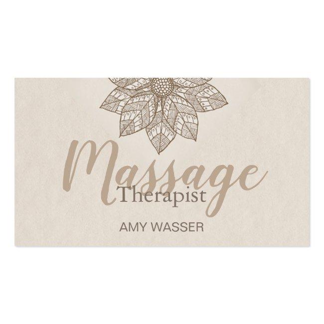 Modern Massage Therapist Script Lotus Flower Business Card