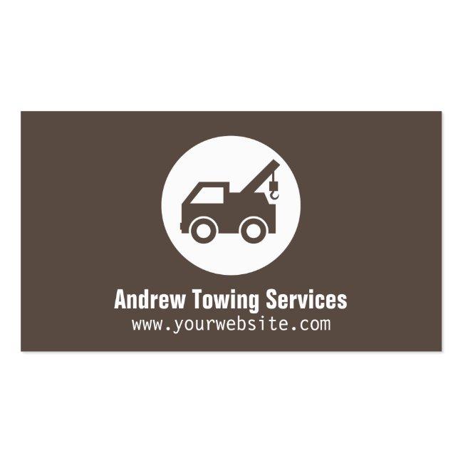 Modern Minimalist Brown Truck Towing Services Business Card
