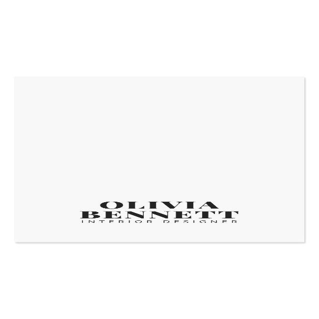 Modern Minimalist Elegant White Interior Designer Business Card
