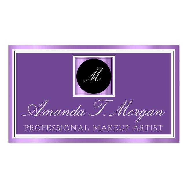 Modern Monogram Event Planner Framed Purple Vip Business Card