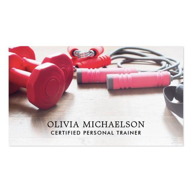 Modern Personal Fitness Trainer Fitness Equipment Business Card