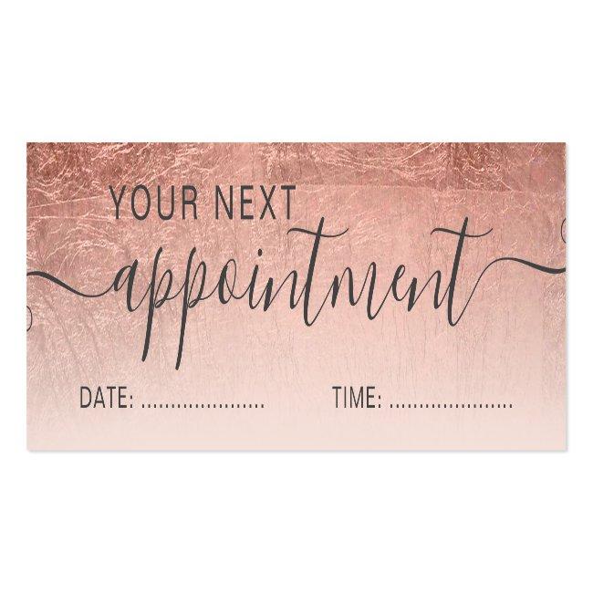 Modern Rose Gold Ombre Foil Blush Appointment Mini Business Card