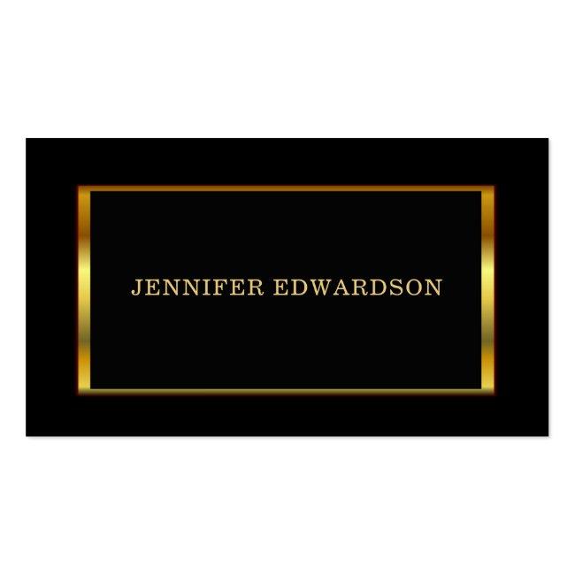Modern Stylish Gold Frame On Black Professional Business Card