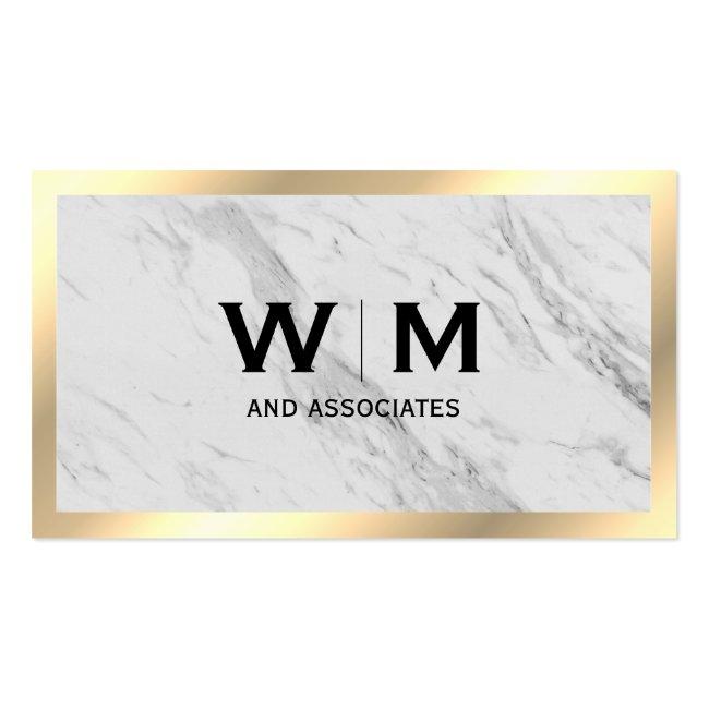 Monogram Executive Gold Frame Marble Business Card