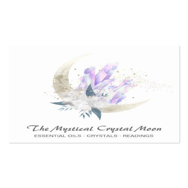 *~* Moon Crystals Floral Cosmic Glitter  Square Business Card