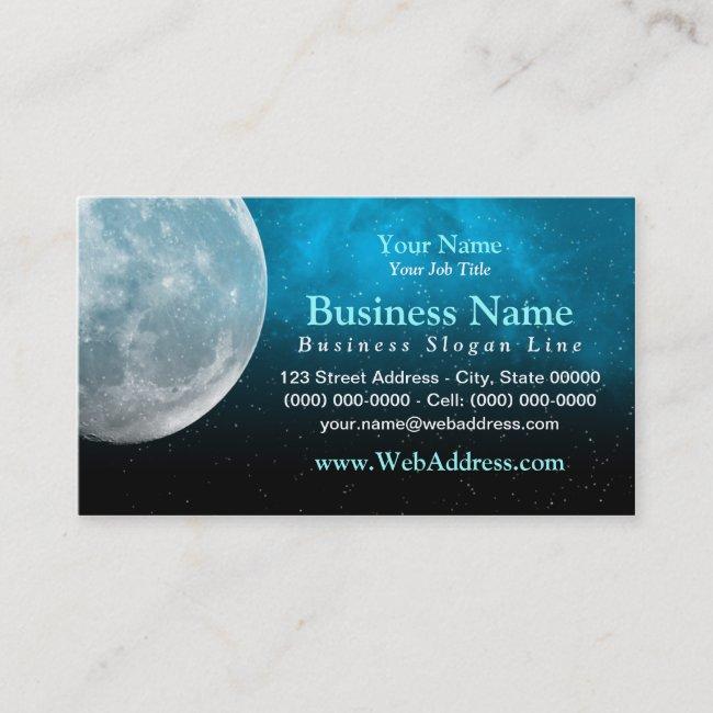 Moon / Space Photo Business Card - Aqua