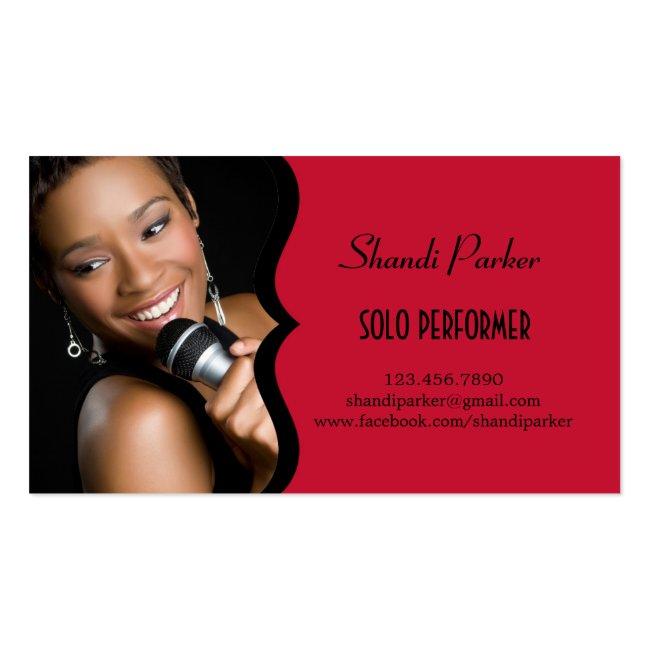 Music Performer Elegant Photo Business Card