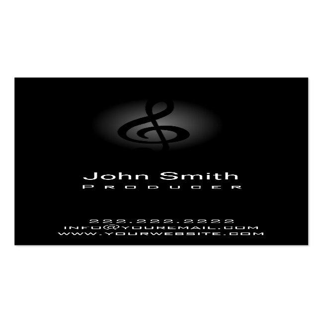 Music Producer Classy Dark Musical Clef Business Card