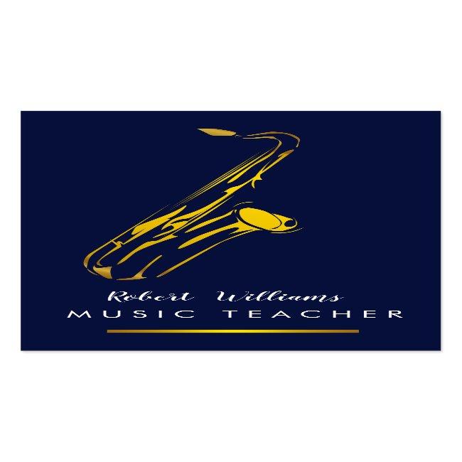 Music Saxophone Instrument Musician Gold Art Business Card