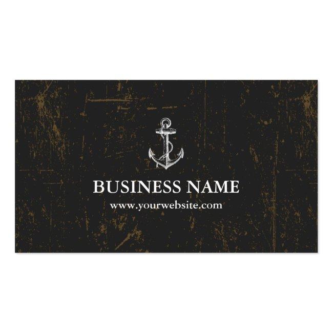 Nautical Anchor Vintage Grunge Dark Business Card