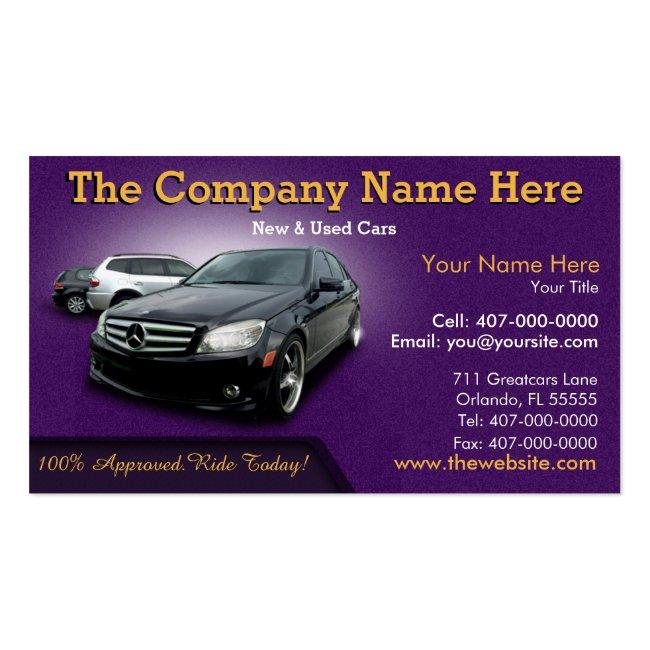 New & Used Car Sales - Auto Sales Double Sided Business Card