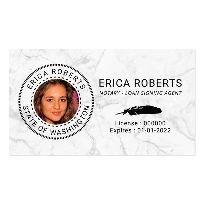Notary Loan Signing Agent Modern Marble Photo Business Card