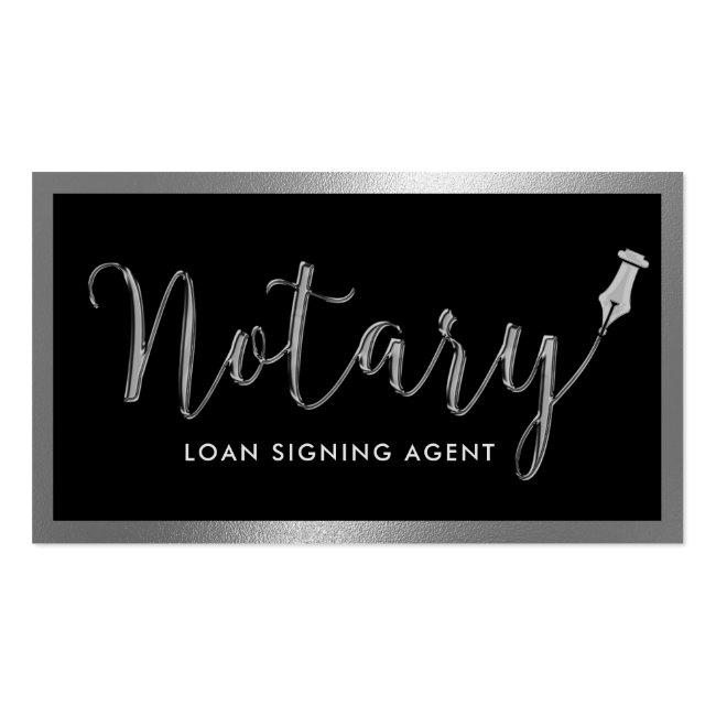 Notary Loan Signing Agent Modern Metal Framed Business Card
