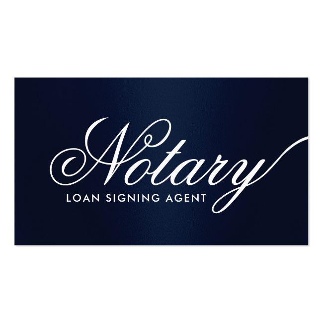 Notary Loan Signing Agent Typography Navy Blue Business Card