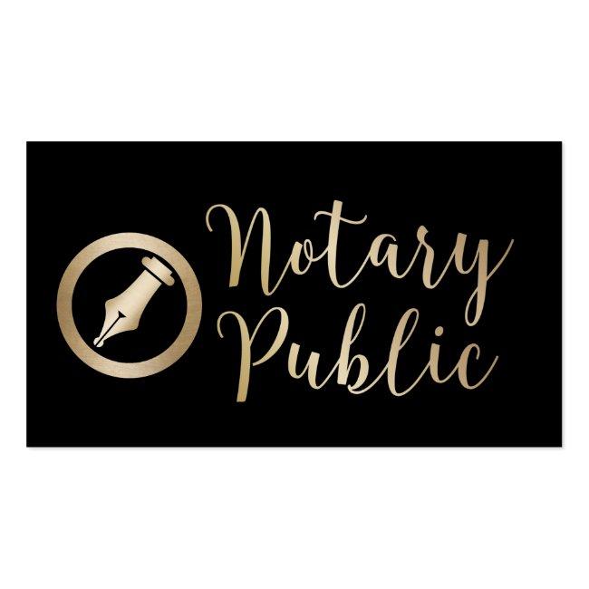 Notary Public Loan Signing Agent Black & Gold Business Card