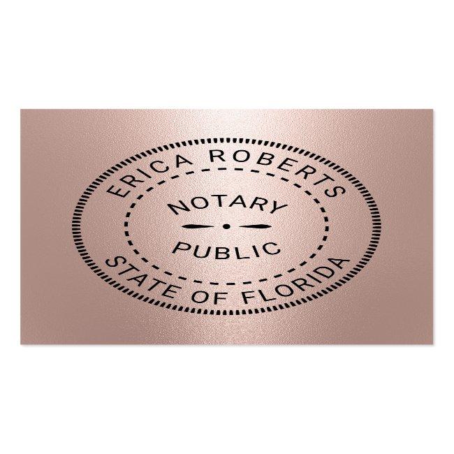 Notary Public Stamp Modern Rose Gold Metallic Square Business Card