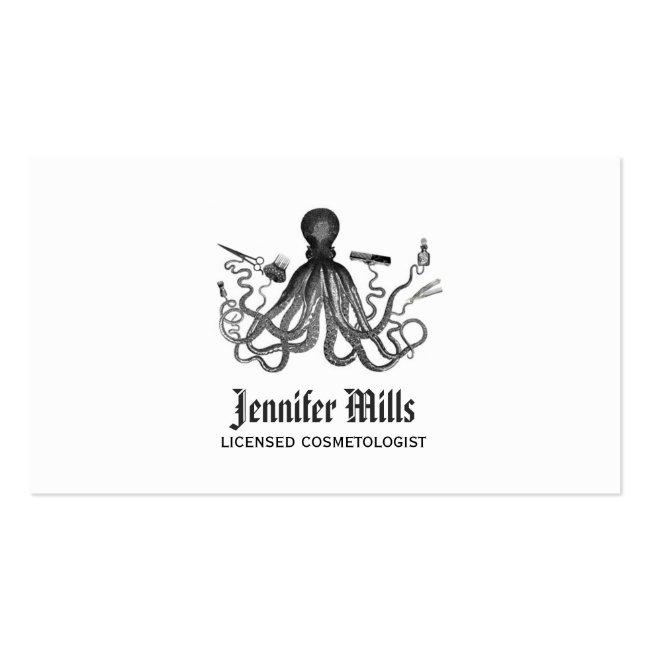 Octopus Hair Stylist Punk Vintage Hairstylist Cool Business Card