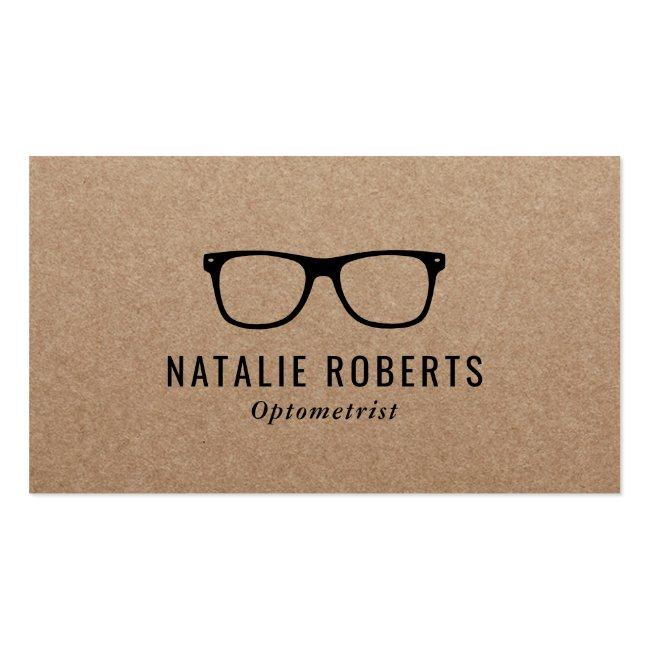 Optometrist Eye Doctor Glasses Rustic Kraft Business Card