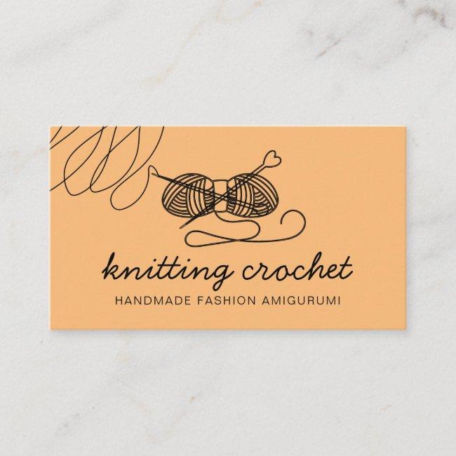 Orange Amigurumi Handmade Yarn Knit Crochet Business Card