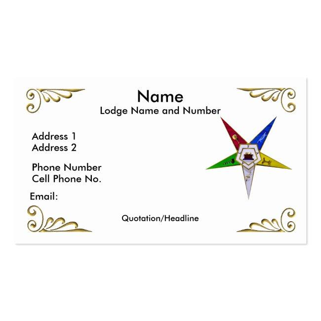 Order Of The Eastern Star Profile/business Card