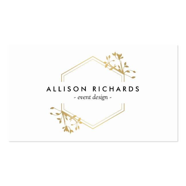 Ornate Gold Vine And Leaf Emblem Business Card
