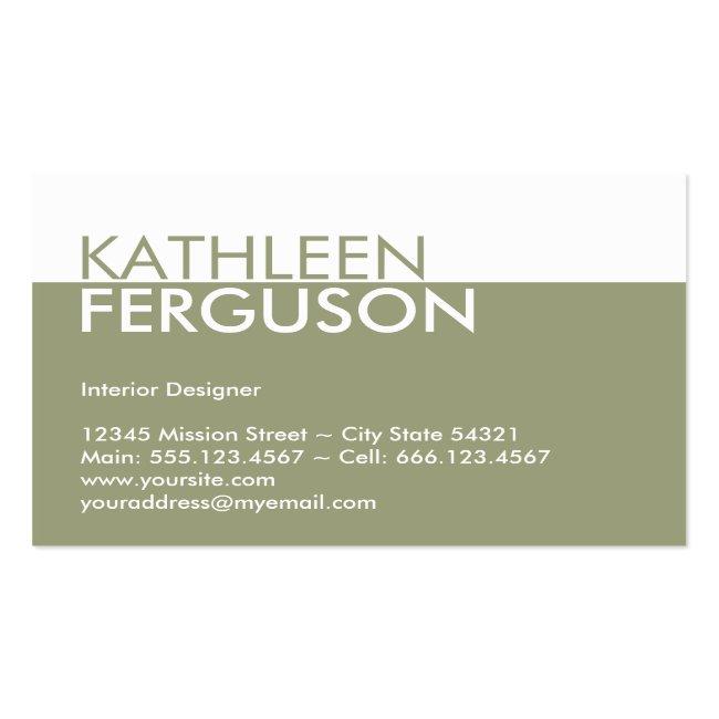 Oversize Two Tone Color Block Green Professional Business Card