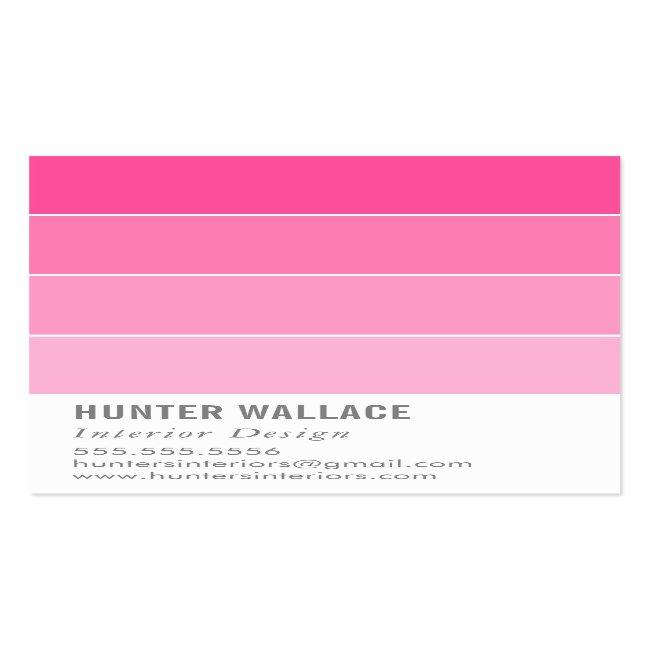 Paint Swatch Chip Modern Decor Ombre Pink Business Card