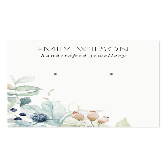 Pastel Blue Green Foliage Bunch Earring Display Business Card