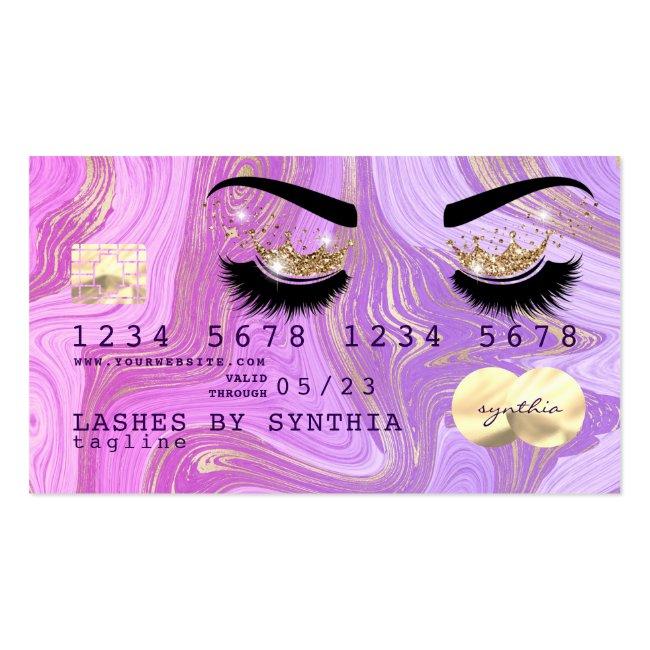 Pastel Purple Violet Marble Credit Card Lashes