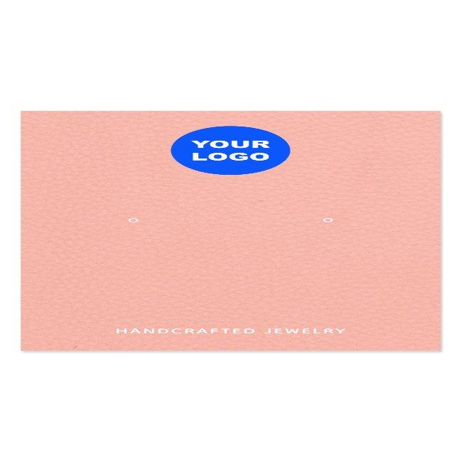 Peach Pink Add Logo Leather Earring Display Business Card