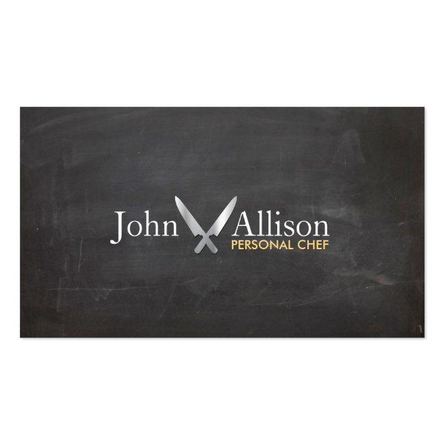 Personal Chef, Chef Knife, Catering Chalkboard Business Card