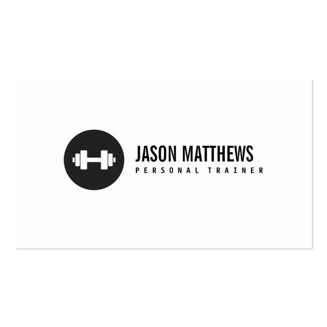 Personal Trainer White Dumbbell Logo Fitness Business Card