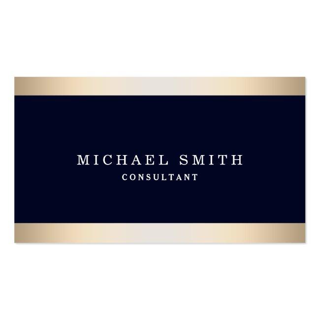 Personalize Navy Blue Gold Striped Modern Stylish Business Card