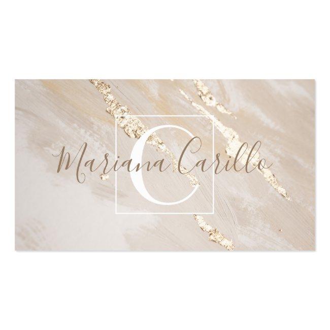 Personalized Gold Foil Marble Monogram Business Card