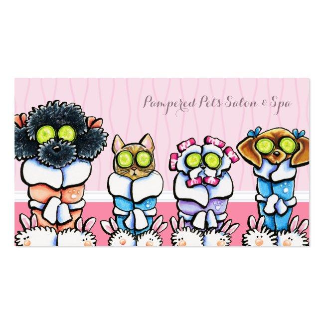 Pet Groomer Spa Dogs Cat Robes Pink Business Card