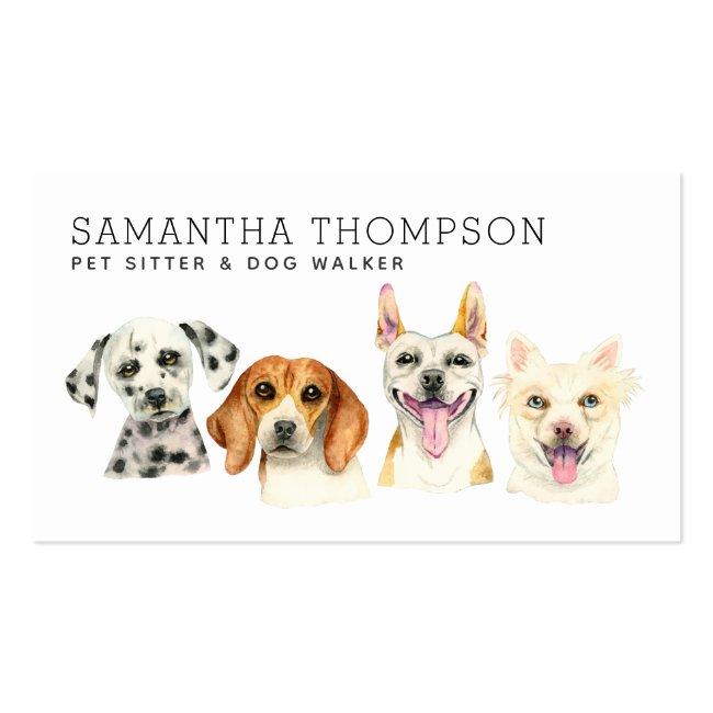 Pet Sitter Cute Watercolor Dog Business Card