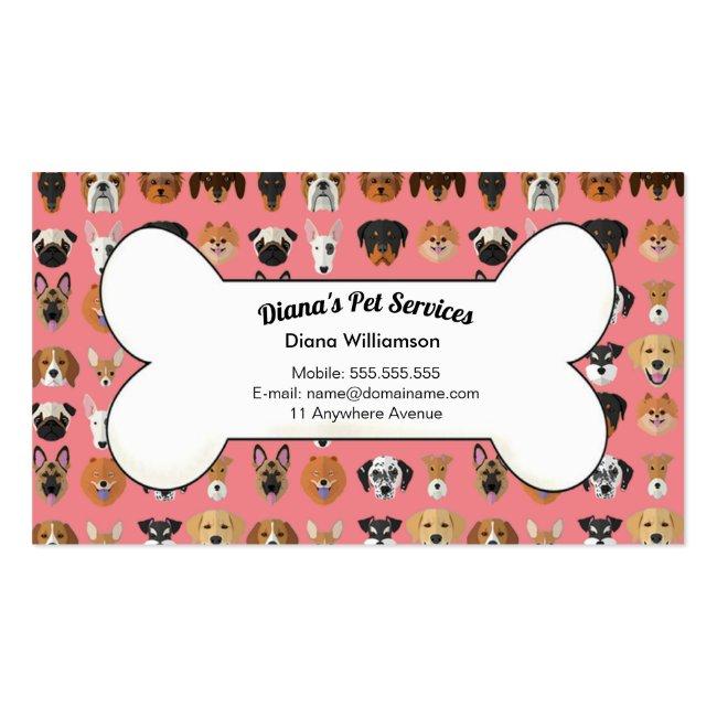 Pet Sitting, Grooming And Services Business Card