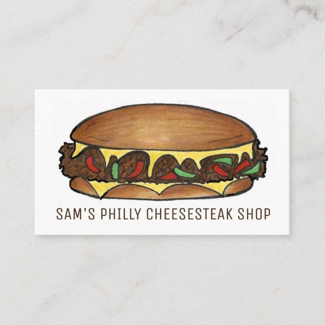 Philly Philadelphia Cheese Steak Sandwich Food Business Card