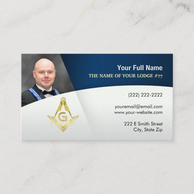 Photo Freemason Business Cards | Navy Blue Gold