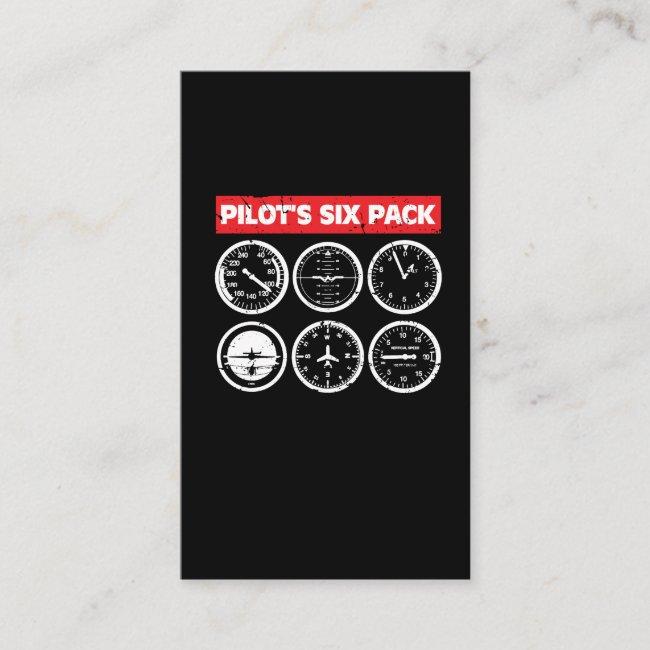 Pilot's Six Pack Flight Instruments Aviation Business Card