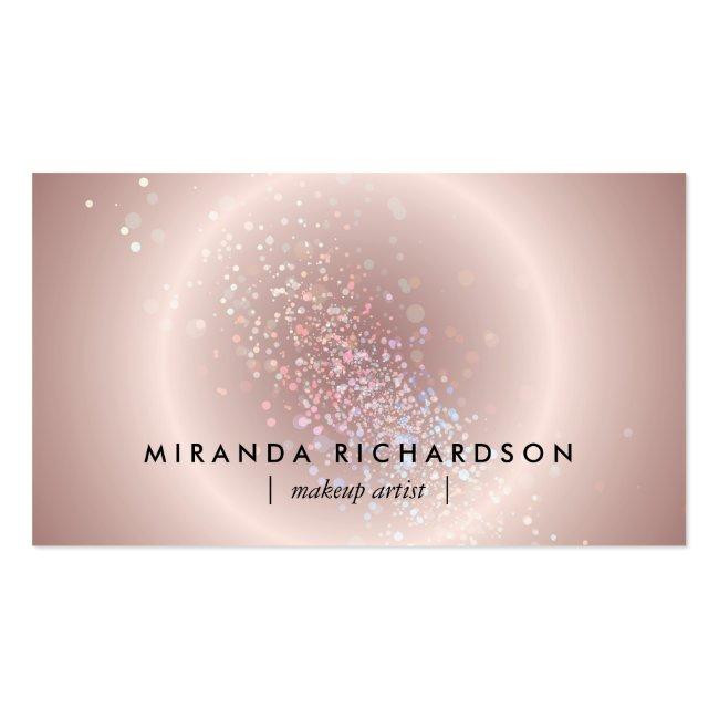 Pink Celestial Confetti Circle Makeup Artist Business Card
