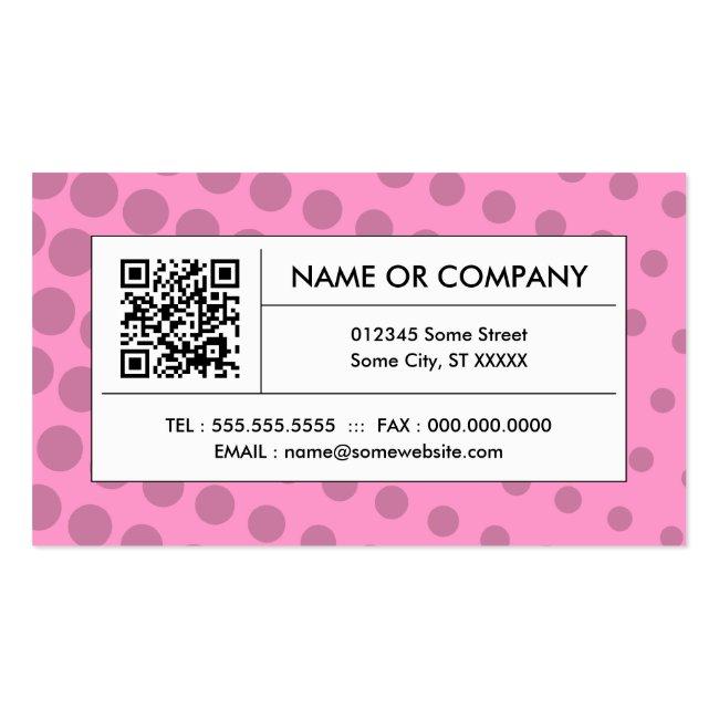 Pink Halftone Qr Code Business Card