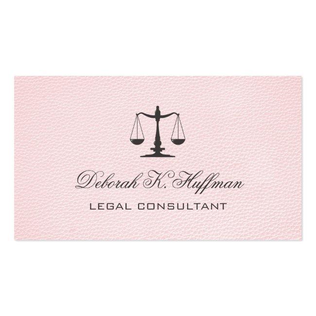 Pink Leather Feminine Legal Justice Scale Business Card