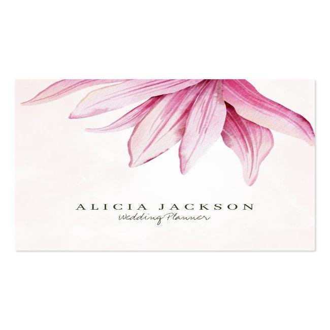 Pink Magnolia Watercolor Modern Wedding Planner Square Business Card