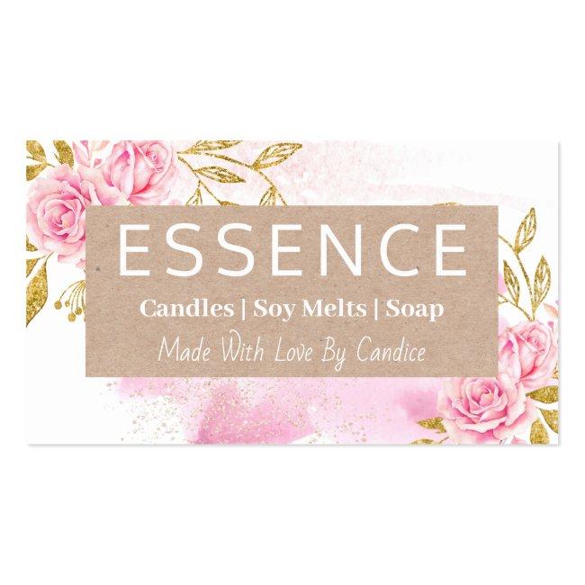 Pink Rose Kraft Candle Soy Melt Soap And Diy Craft Business Card