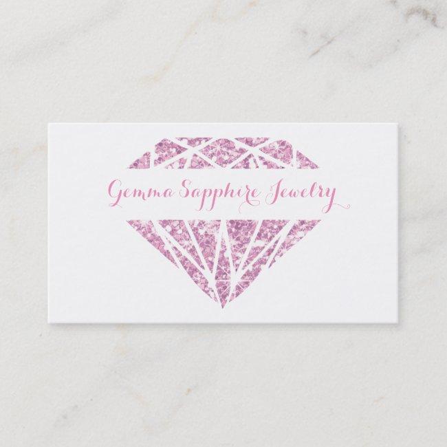 Pink Sparkle Gem Jeweler Business Card
