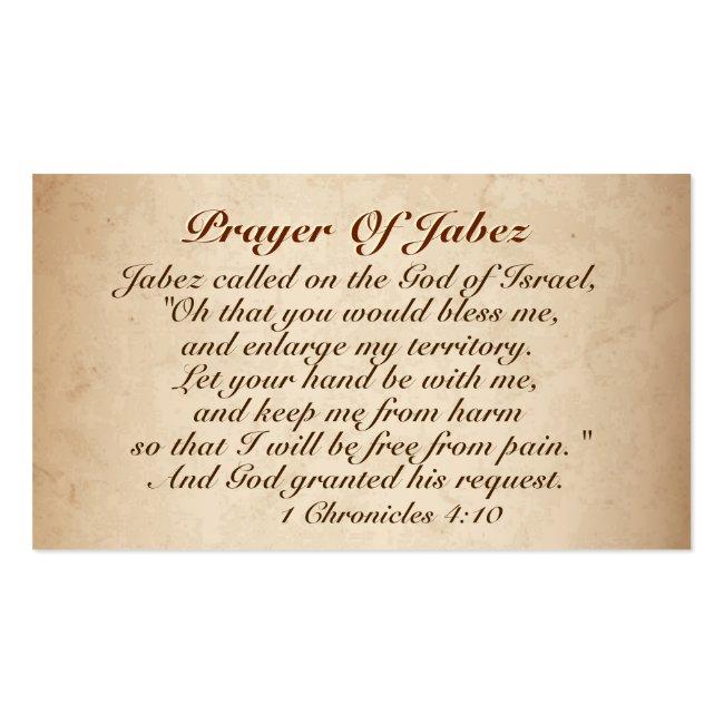 Prayer Of Jabez 1 Chronicles 4:10, Bible Verse Business Card